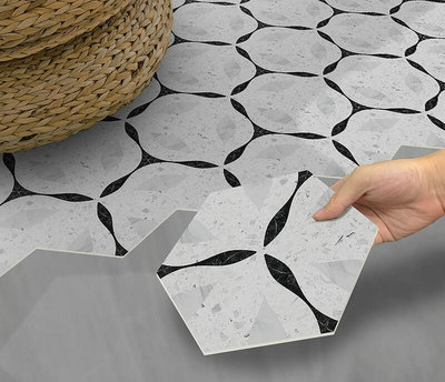 IXPE泡棉加厚六邊形地板貼5片裝 自粘式木紋巧拼地墊 S~訂金