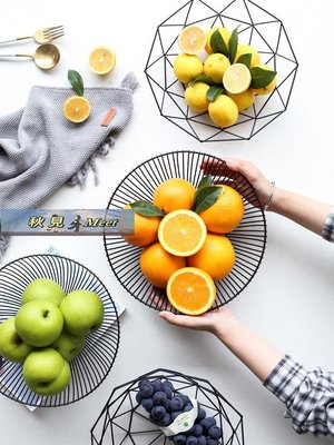 川島屋北歐鐵藝水果籃水果盤創意現代客廳茶幾家用洗水果瀝水籃子-促銷