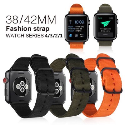 適用apple watch5蘋果尼龍手錶帶iwatch1/2/3/4代編織運動帆布腕帶