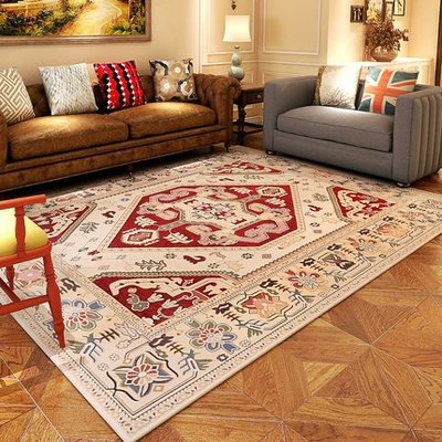 客廳地毯歐式家用長方形臥室床邊沙發茶几地毯提花編織北歐