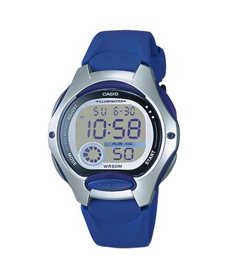 【金台鐘錶】CASIO 卡西歐 10年電力電池 (女錶 兒童錶) 大型的螢幕 銀藍 LW-200-2A
