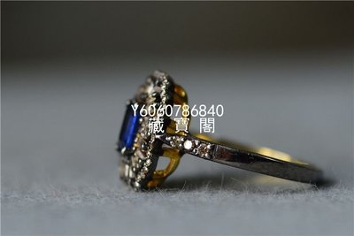 藏寶閣（古玩玉石）印度孟買純手工復古圍鑲天然鑽石有燒藍寶石925純銀戒指精美大氣 Cyqx2970