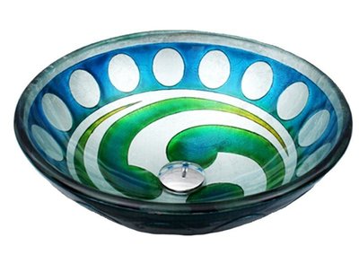 FUO衛浴:42x42公分 彩繪工藝 藝術強化玻璃碗公盆 (BW140108)預訂!