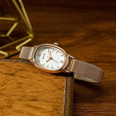 熱銷 kezzi韓版時尚款復古風橢圓形女錶防水簡約氣質網帶手錶腕錶女153 WG047