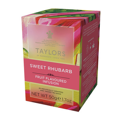 即期英國Taylors泰勒茶 -玫瑰果大黃風味茶 無咖啡因 茶包 Sweet Rhubarb 2.5g*20入/盒