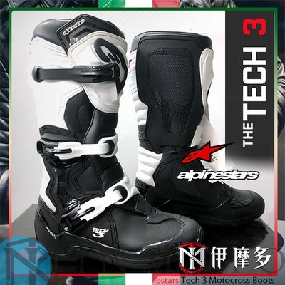 伊摩多※義大利Alpinestars Tech 3 越野車靴 。黑白 腳踝保護 A星