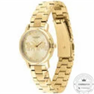 空姐代購 美國正品  COACH 14502976 熱賣新款 女士手錶 金色精鋼腕帶 石英女錶 商務鋼帶 腕錶 時尚精緻 附購證