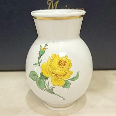 【二手】德國meissen梅森手繪小胖花瓶: 古董 老貨 收藏 【古物流香】-689