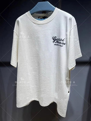 【BLACK A】Gucci 男裝 刺繡短袖T恤 白色 價格私訊
