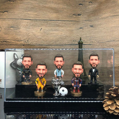足球迷明星梅西C羅公仔人偶擺件展示盒送男生紀念品生日禮物手辦~滿200元發貨