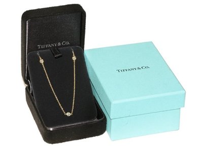 (全新) Tiffany 18K BY THE YARD 鑽石項鍊 ,專櫃價11萬元