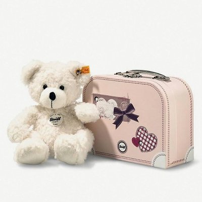 STEIFF 德國 金耳釦 泰迪熊 經典泰迪熊 Lotte teddy bear and suitcase 28cm 英國代購