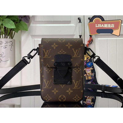 LV LOUIS VUITTON 路易威登 老花 直式隨身錢包 手機包 肩背包 M81522