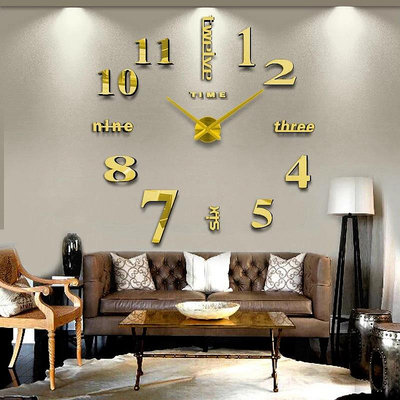 爆款亞克力鏡面墻DIY掛鐘粘貼數字鐘3d wall clock裝飾客廳