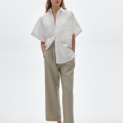 【全新現貨】西班牙  Massimo Dutti 女裝 夏季短袖府綢女士設計感休閑襯衫 05108548250