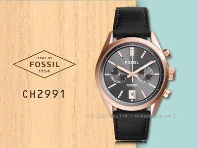 FOSSIL 手錶 專賣店 CH2991 男錶 石英錶 皮革錶帶 日期 雙眼 防水 全新品 保固一年 開發票