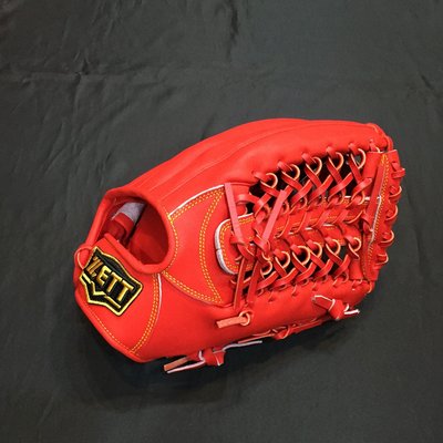 棒球世界全新20年ZETT日本皮硬式棒壘手套特價紅色外網13吋