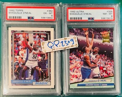 (479) 92-93 Shaquille O'neal Topps UD RC 新人卡 PSA 8,PSA 6 二張賣