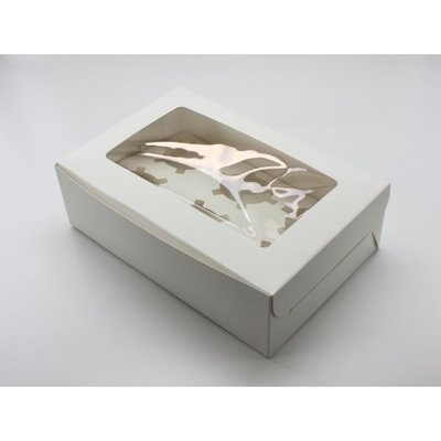 含稅300組【白色開窗瑪芬盒6格+內襯】蛋糕盒 馬芬盒 甜點盒 點心盒 麵包盒 烘焙 白色紙盒 C-G06-D百