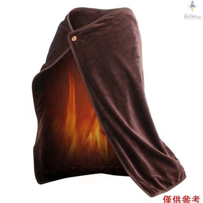 下殺-珊瑚絨 法蘭絨 被子 發熱毛毯 冬季USB加熱披肩毯 暖身電熱毯 家用保暖護膝褥子 100*70釐米 棕色