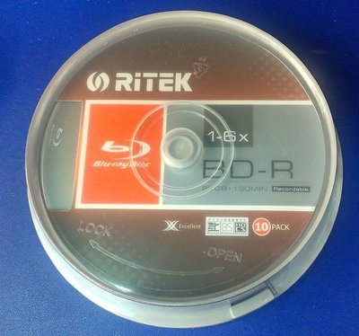 阿媽的店 錸德 Ritek BD-R 25GB 1-6X X版 一次寫藍光片 50片免運 10片布丁桶裝