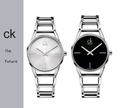 正品 Calvin Klein CK手錶 女士防水時尚精鋼鋼帶 女款手镯錶 瑞士機芯 縷空精品石英錶 STATELY系列