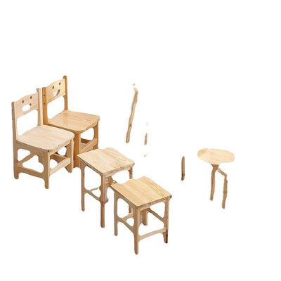 實木椅小木凳板凳家用大人結實兒童小方凳子靠背矮凳松木簡約 自行安裝