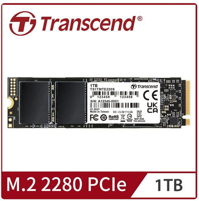 【現貨】Transcend 創見 1TB MTE220S M.2 2280 PCIe Gen3x4 SSD