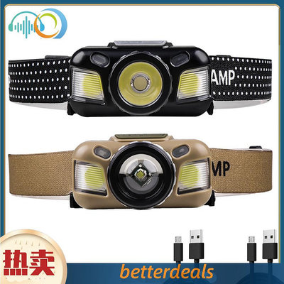 XPE+COB LED感應頭燈 充電防水頭戴式手電筒600LM【M057