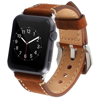 適用於apple watch 38mm 42mm手錶錶帶iwatch 1代2代3代通用真皮手錶錶帶男女通用錶帶