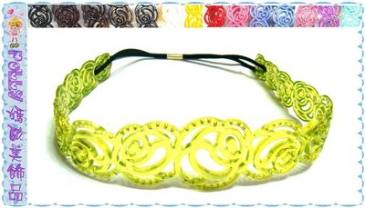 ☆POLLY媽☆ICING by claire's jelly headband鏤空山茶花矽膠髮帶~古銅、乳白、黃、草綠、紅…15色