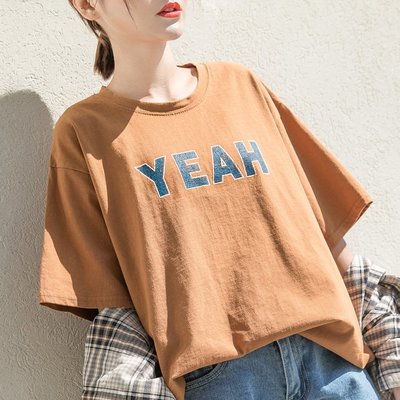 【May Cool】夏季ins短袖t恤女 春季新款 韓版bf原宿風寬鬆字母印花學生上衣