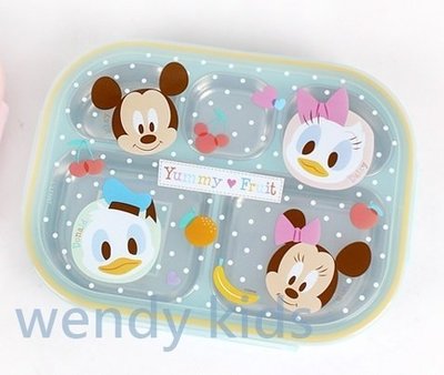 【現貨】【Wendy Kids】韓國進口 迪士尼 米奇 防燙樂扣型 有蓋 304不鏽鋼餐盤便當盒 分隔餐盒
