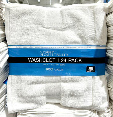 Costco好市多 Grandeur 商用純棉方巾 33公分X33公分 Commercial Washcloth