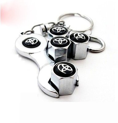 Toyota 豐田 專用 輪胎 氣嘴蓋(4顆裝)+造型鑰匙圈