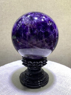 巴西天然紫水晶球擺件，夢幻紫水晶球、花紋美麗獨，手工打磨無1641 水晶 原石 擺件【玲瓏軒】