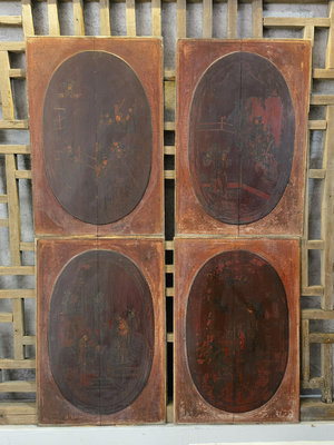 【二手】 木板畫民俗老物件民宿茶館客棧裝飾四片，品相如圖11149 木雕 花板 佛像【櫻子古玩】