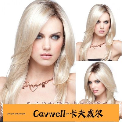 Cavwell-長直髮假髮 女中分劉海蓬鬆氣質女假髮 歐美金色長直髮金色WIG526-可開統編
