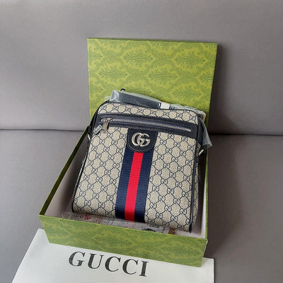 【小老虎全球購】男包Gucci 古奇Ohidia小號郵差包 GG單肩斜挎包 ，經典百搭 實物拍攝 奢華面料 5 NO.2062