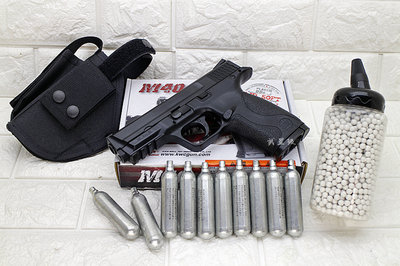 台南 武星級 KWC S&amp;W MP40 CO2槍 + CO2小鋼瓶 + 奶瓶 + 槍套 ( KC48 大嘴鳥手槍