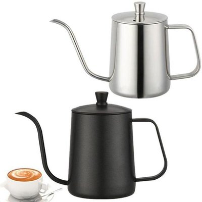 【熱賣精選】咖啡工具 咖啡裝備Coffee Kettle 304不銹鋼手沖咖啡壺掛耳式長嘴細口壺帶蓋沖茶壺