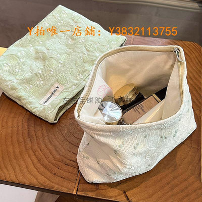 包包內膽 日本ZD ins小清新化妝包大容量便攜內膽包收納袋提花布證件洗漱包