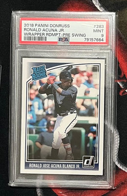 Ronald Acuna Jr 2018 Donruss Wrapper Rated Rookie Full Name Variation PSA9 RC變異版