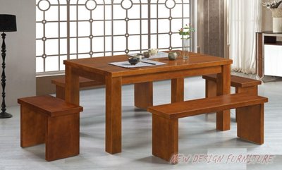 【N D Furniture】台南在地家具-經典不敗全實木淺胡桃色150cm餐桌*1長凳*1短凳*1組合(可拆買)WB
