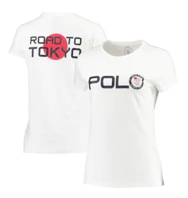 Polo Ralph Lauren 美國隊 限量奧運款 成人女生款 短袖 短T 膠印 LOGO 白色