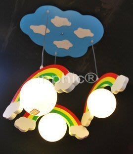 INPHIC-彩虹雲朵兒童房吊燈 木質燈具 臥室燈 藝術吊燈 水晶燈