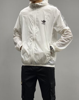 特賣--Adidas/愛迪達三葉草logo印花連帽防曬皮膚衣連帽 男款