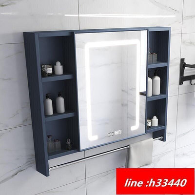 【現貨】智能鏡櫃 太空鋁浴室智能鏡櫃 單獨帶燈衛浴掛墻式衛生間壁掛鏡子帶置物架