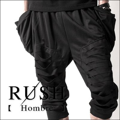 RUSH Hombre (曼谷空運 現貨) 設計師款側身立體口袋雙層膝破壞七分束口褲 (男女皆可) (原價980)