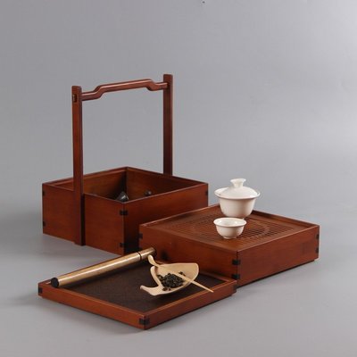 “正品”竹憶茶語日式戶外旅行茶具收納盒套裝提箱竹制茶道茶盤中式食盒